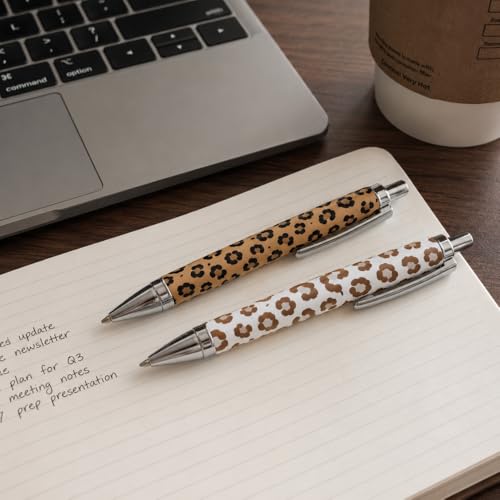 6PC Cheetah Print Retractable Pens Bulk Gift Set Cute Girly Leopard Jaguar Animal Prints Teachers Writing Pen Office Desk Accessories Journal Planner School Supplies Party Favor Gifts for Women Adults - style: Cheetah