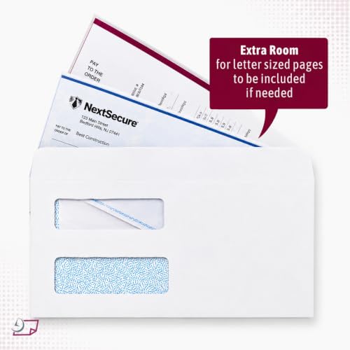 NextDayLabels #9 Double Window Check Envelopes, Made in USA, 100 Pack - size: #9 Envelope-100 Pack