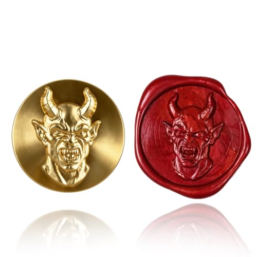Mceal Wax Seal Stamp Head, 3D Embossed Relief for DIY Crafts, Wedding Invitations, Gift Wrapping, Halloween Collection (Devil) - style: Devil