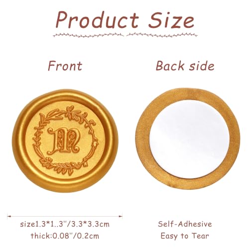 50Pcs Gold Wax Seal Stickers Letter M Self-Adhesive Wax Stickers - color: M