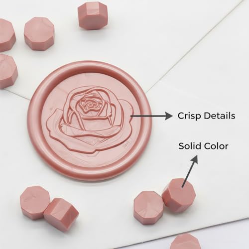 400pcs Rose Gold Wax Seal Beads Premium Sealing Wax Beads, Octagon Seal Stamp Pellets Refill Pack for Wedding Invitations Sealing Stamp Bead Xmas Gift Wrapping & Bridal Crafts (Rose Gold) - color: Rose Gold