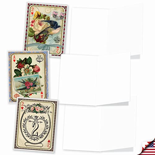 The Best Card Company - 10 Blank Heart Note Cards Boxed (4 x 5.12 Inch) - All Occasion Heartfelt Love Card Assortment - All Decked Out M2381OCB-NB - style: All Decked Out