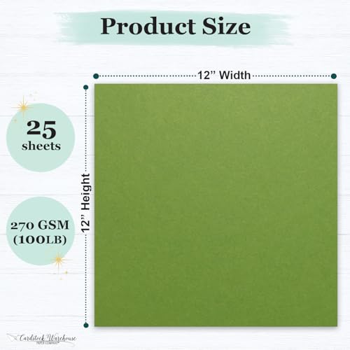 Cardstock Warehouse Pop-Tone Gumdrop Green Cardstock Paper – 25 Sheets, 12 x 12" - 100 lb / 270 GSM Premium Green Card Stock for Die-cutting, Crafts, Scrapbooking, Card Making and DIY Projects - color: Gumdrop Green