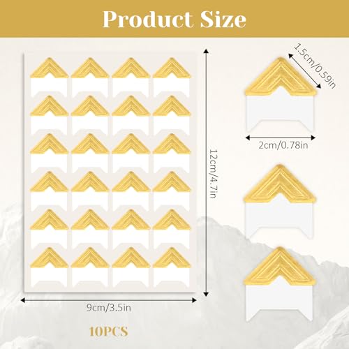 240Pcs Self-Adhesive Photo Corners for Scrapbooking, 10 Sheets Photo Mounting Corners Picture Scrapbook Frame Stickers for DIY Scrapbook Album Picture Frames Journal Supplies 6 Colors