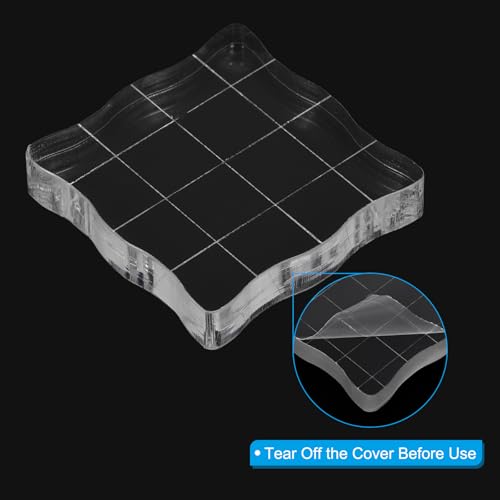 PATIKIL Acrylic Stamp Block, 5 Pack Stamping Block Square Shape with Grid Lines Decorative Mounting Blocks Set for Scrapbooking DIY Crafts Cards Making, 1.50" x 1.50" - size: 1.50" x 1.50"