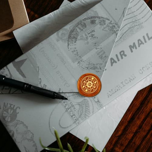 1pc Sun Moon Wax Seal Stamp Galaxy Universe Wax Sealed Stamps 30mm Removable Brass Stamp Head with Wooden Handle for Envelopes Invitations Wedding Back to School Bottle Decor