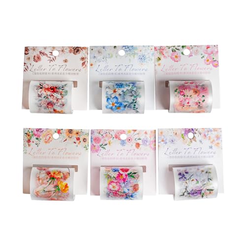 Alideco 6pcs Decorative Adhesive Tapes Vintage Watercolor Flower PET Tape Great for Bullet Journal Supplies, Arts, Scrapbook, DIY Crafts, Planners (xiegeinideqingshu) - color: xiegeinideqingshu