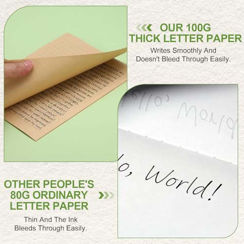 PATIKIL 15 Pack Stationery Paper and Envelopes Set, Stationary Set Letter and Envelopes Vintage Lined Pretty Paper Retro Elegant with Sealing Wax Sticker for Writing Letters Women, Beige - color: Beige, Cowhide Paper