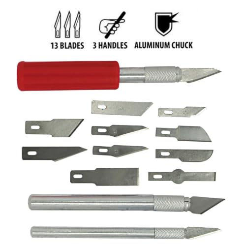 16pc Precision Hobby Arts and Crafts Knife Set with Big Handle