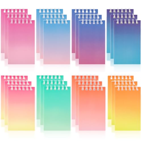 Hooqict 24 Pack Mini Pocket Notebooks Bulk Small Spiral Notebook Colorful Notepads Memo Note Pads for Kids Party Favors, Nurse, Office, Classroom School Supplies, 3.9 x 2.4 Inch - style: Colorful 2