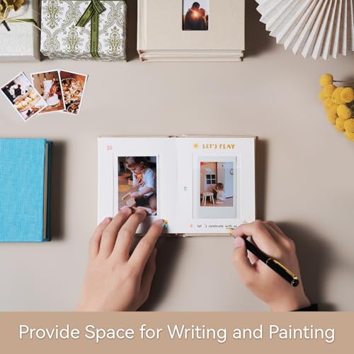 Instax Mini Photo Album with Writing Space, Linen Cover, Green - color: Green, size: 28 Pockets
