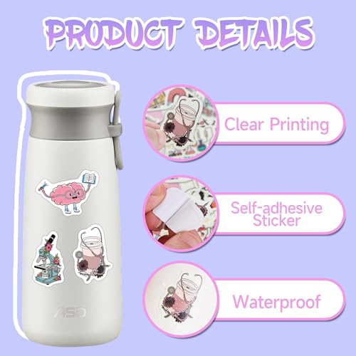 100Pcs Funny Natural Science Lab Stickers for Water Bottle, Physics Chemistry Biology Lab Vinyl Laptop Decals, Adults Teachers Students Waterproof Phone Case Skateboard Luggage Decor - color: Non-luminescent-301ksxx