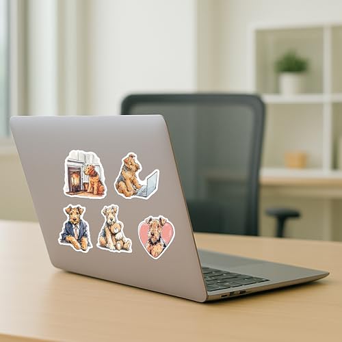 100 PCS Airedale Terrier Stickers Pack – Waterproof Vinyl Decals for Water Bottles, Laptops, Phones, Notebook, Cars – Cool Vibrant Graphics for Airedale Terrier Enthusiast - color: Airedale Terrier