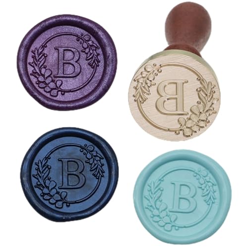 Initial Alphabet Wax Seal Stamp Set, Retro Letter B Sealing Stamp with 150Pcs Sealing Wax Beads in 5 Color, Melt Non Stick Spoon Pen Kit for Wedding and Christmas (B) - style: B