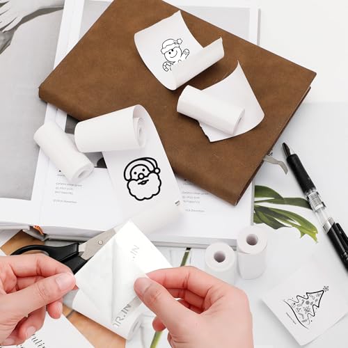 10 Rolls Mini Thermal Printer Sticker Paper Refill, 2.2inchx1inch Self-Adhesive White Sticker Rolls for Most Pocket Printers, Perfect for Notes, Photos, Lists, Journals