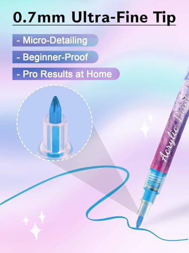 EBANKU 12 Colors Nail Art Pens Set, 3D 0.7MM Graffiti Acrylic Paint Nail Art Quick-Drying Nail Point for DIY Manicure Tools - color: 0.7MM（B)
