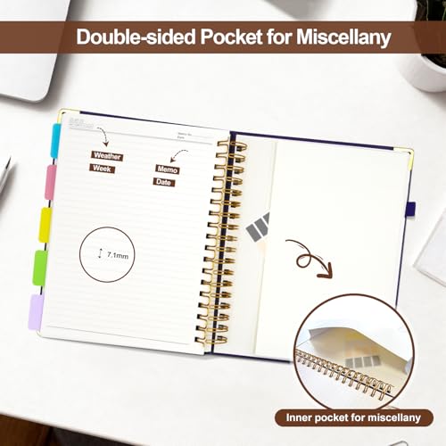 Hardcover Spiral Notebook Journal with Removable Dividers Tabs - color: Brown, size: 8"x10"