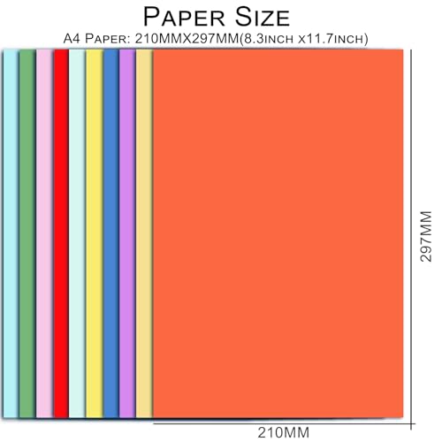 100 Sheets Colored Printer Paper 20 Assorted Colors 8.3 X 11.7" - size: 100 Sheets / 8.3×11.7 "/ 20 Colors