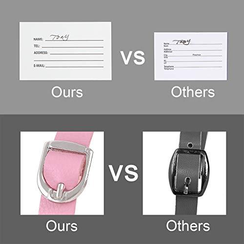 Vigorport Luggage Tags, Leather Personalized Suitcase Tag Set of 4 Pack - color: Pink
