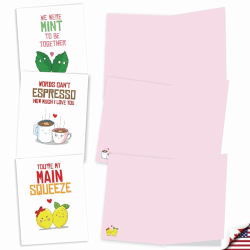 The Best Card Company - 20 Note Cards Blank Assortment (4 x 5.12 Inch) (10 Designs, 2 Each) - Yummy Puns AM5659OCB-B2x10 - style: Yummy Puns