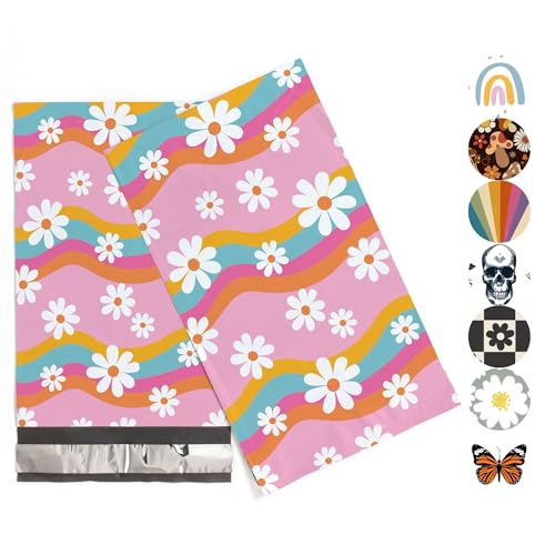 Package Mint Poly Mailers 6x9, Groovy Daisy Design Shipping Bags, 100 Pack - color: Groovy Daisy, size: 6x9 Inches (100 Pack)