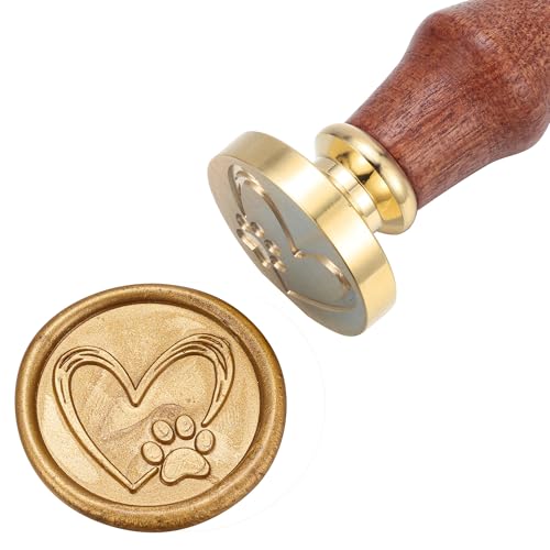 Yoption Paw Print with Heart Wax Seal Stamp, Vintage Sealing Wax Stamp for Wedding Party Invitations Envelopes Gift Packing - color: Paw Print with Heart