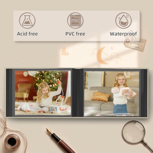 Popotop Photo Album 4x6 48 Pockets for Wedding Gifts,Linen Hardcover Picture Albums for Family Anniversary Baby Vacation Pictures - color: Beige, size: 48 Pockets
