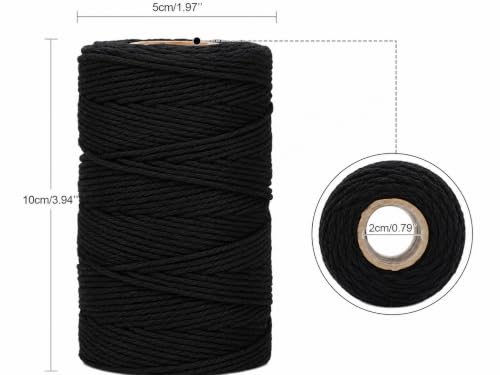 G2PLUS Black String, 2MM 328 Feet Cotton String for Crafts & Bakers - color: Black, size: 2mm x 100m