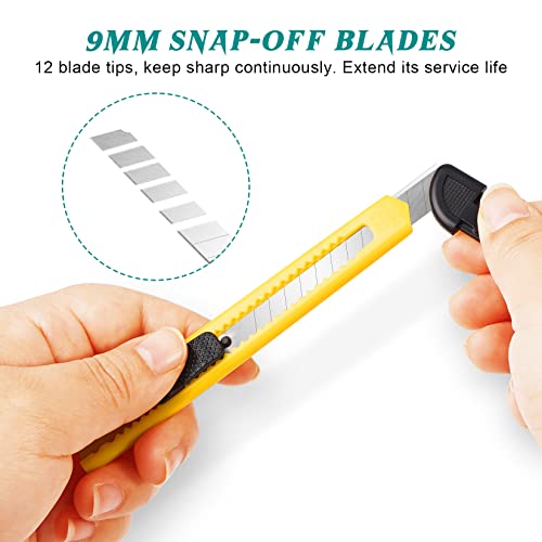 4 Pack Box Cutter, 9mm Snap-off Utility Knife, Box Cutter Retractable for Opening Packages Cartons, Box Opener, Disposable Razor Knife Exacto Knife Perfect for Office and Home use - color: 4 Pack - Red, Yellow, Blue, Green