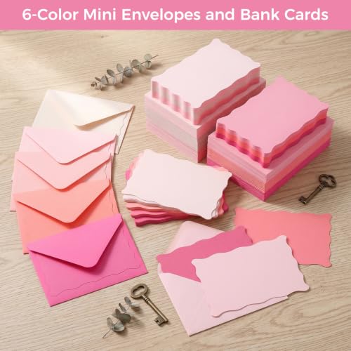 120 Pack Mini Envelopes with Cards, Small Envelopes & Blank Note Cards - color: Pink