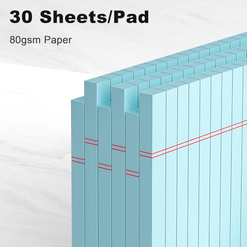 AILZFEI 6pcs Small Note Pad 5x8 College Ruled Blue Legal Pads Paper Notepads 6 Pack Study Back Writing Pads 5 x 8 Legal Pads Perforated Narrow Ruled Pads of Paper Blue - color: Blue