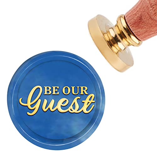 CRASPIRE Wedding Wax Seal Stamp Be Our Guest Vintage Sealing Wax Stamps Words 30mm Removable Brass Head Sealing Stamp with Wooden Handle for Wedding Invitations Graduation Envelope Wrap - style: Be Our Guest