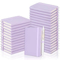 Aodaer 50 Sets Pocket Notebook Journal with Pens, 160 Pages, 3.5 x 5.5 Inch Mini Lined Journal Notebook A6 Leather Hardcover College Ruled Notepad with Pen Holder for School Office Gifts, Lavender - color: Lavender
