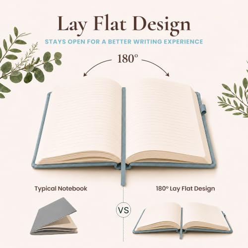 Lined Journal Notebook Hardcover Leather Bound 200 Pages A4 Blue Cute Diary - color: Light Blue, size: A4 200 Pages