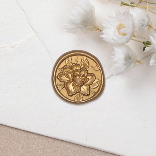 UNIQOOO Wax Seal Stickers - 3D Vintage Floral Wedding Invitation Envelope Botanical Seal Stickers, 50 Pcs Self- Adhesive Antique Gold Flower Stickers, Perfect for Invitation, Gift Wrapping, Party - color: Antique Gold, size: Vintage Floral,50