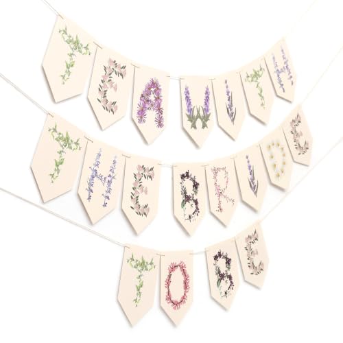 Tea with the Bride to Be Banner - Botanical Flower Alphabet Bridal Shower Decorations, tercolor Floral Tea Party Garland, Garden Wedding Bunting, Engagement Party Dessert Table Backdrop Props (Tea with the Bride to Be) - color: Tea with the Bride to Be