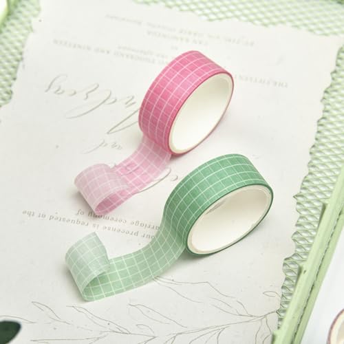 12 Rolls Grid Washi Tape Set Plaid Arts Adhesive Tapes Basic Patterns Decorative Masking Tape Sets for Craft, Kids, Scrapbook, DIY, Gift Wrapping (Style Four) - color: Style Four