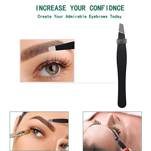 Erised's Bifrost Mini Eyebrow Tweezers Set - Professional Stainless Steel Tweezers for Travel, Best Precision Tweezers for Eyebrows - Great Precision for Facial Hair Removal, Portable for Outdooring - color: Black