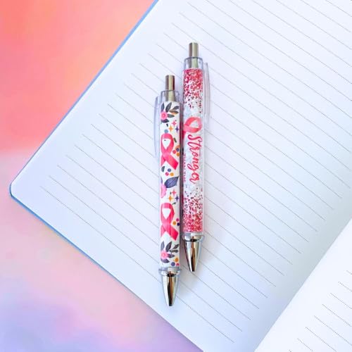 YJ PREMIUMS 6PC Pink Breast Cancer Awareness Black Ink Ball Point Writing Pens Ribbon Bress Breat Pen School Desk Decor Office Supplies Accessories Items Bulk Gift Gifts for Women Nurse Girls - style: Breast Cancer Awareness
