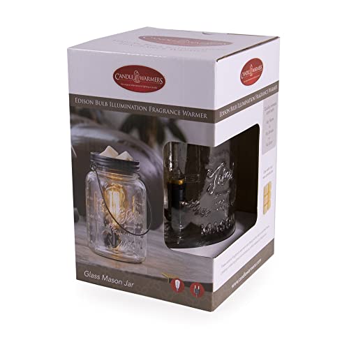 Candle Warmers Etc. Vintage Style Bulb Fragrance Warmer- Light-Up Warmer for Warming Scented Candle Wax Melts and Tarts or Essential Oils to Freshen Room, Clear Mason Jar - size: Glass Mason Jar