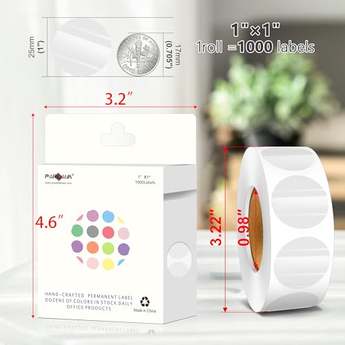 1 inch Round Clear Circle Dot Sticker 1000pcs Transparent Adhesive Label - color: Transparent, size: 1 Roll-1000PCS