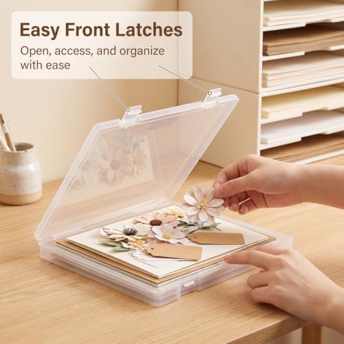 12"x12" Scrapbook Paper Storage, 4 Pack Stackable Paper Organizer Case