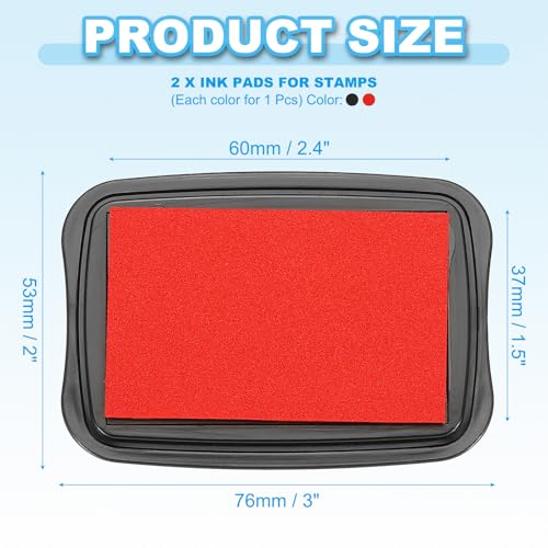 PATIKIL 3"x2" Large Stamp Pad, 2Pcs Washable Craft Ink Pad for Rubber Stamp Card Making Stamping Scrapbook Fingerprint Handprint, Red/Black - color: Red/Black