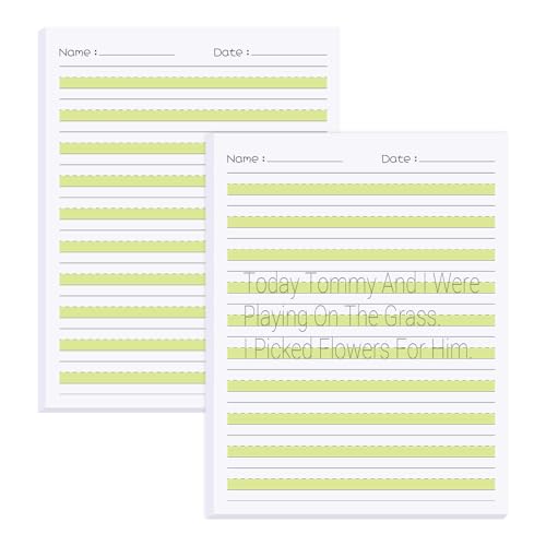 zmybcpack 2 Pack 8.5" x 11" Highlighted Write Beginner Paper for Kids | Handwriting Paper for Kids Letter Positioning (100 Sheets Each Pack, Double Printed) - size: 8.5" x 11"