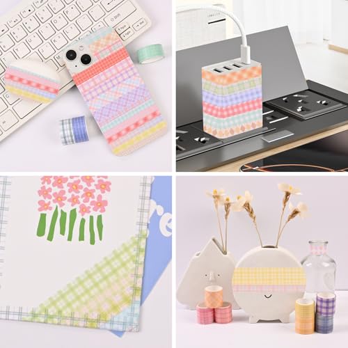 Plaid Washi Tape Set, 100 Rolls Basic Grid Decorative Masking Tapes