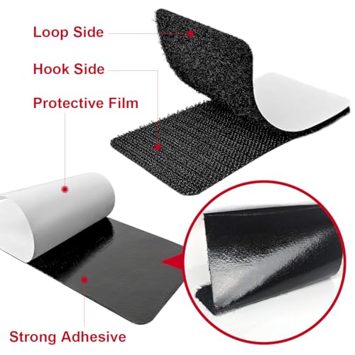 2x4 inch Hook and Loop Strips with Adhesive, Nylon Heavy Duty Hook and Loop Tape, Excellent Grip, Interlocking Tape,for Sewing, Crafting,DIY,Wall Adhesive Strips - 15 Sets - size: 15 Sets - 2 inch x 4 inch Black