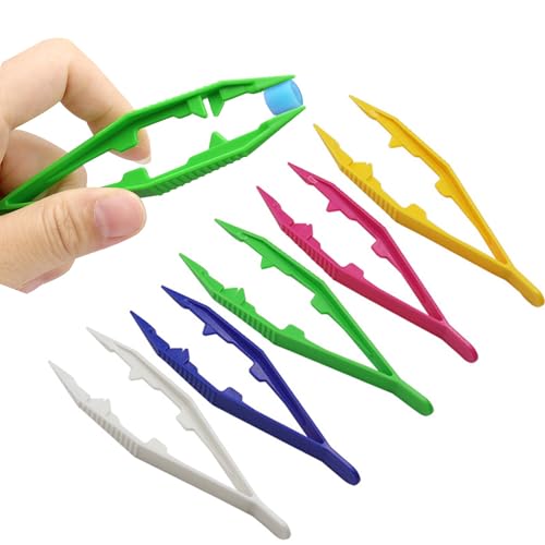 Plastic Tweezers, 5Pcs Plastic Tweezer for Kids,Craft Tweezer for DIY Craft Jewelry Making Family School Beading Project,Assorted Colors Tweezers for Crafts (5 Colors 5Pcs) - color: 5 Colors 5pcs