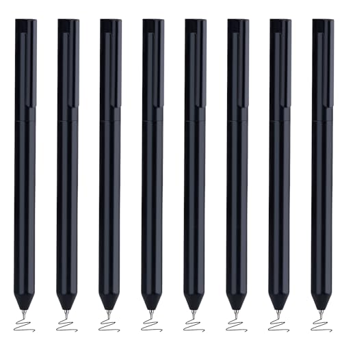 BAYTORY 8Pcs Gel Pens, 0.5mm Rotatable Fine Point Black Ink (Black) - color: Black