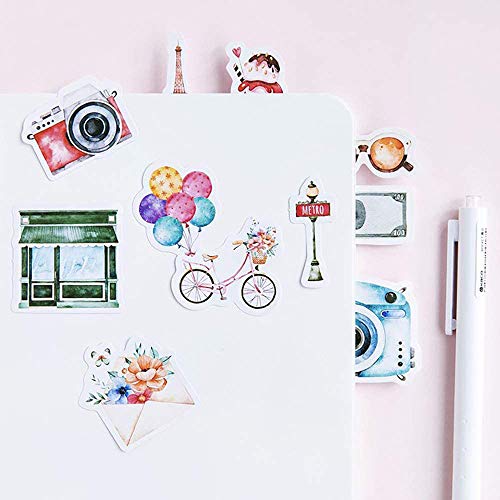 Mini Size Scrapbook Stickers, 45pcs Doraking DIY Decoration Travel Stickers Life Set for Travel Case, Planners, Calendars, Scrapbook, Suitcase, Notebooks, Dimension Less 44mm