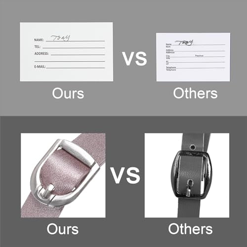 Vigorport Luggage Tags, Leather Personalized Suitcase Tag Set of 4 Pack - color: Rose Gold